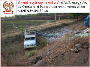 Three killed together: Pickup van overturned near Vejalka on Limbdi-Ranpur road, three including a child died on the spot