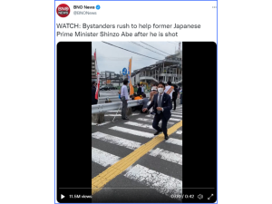 Attack on Shinzo Abe LIVE: Japan's 67-year-old former prime minister shot twice in the chest, taken to hospital covered in blood, suffers heart attack
