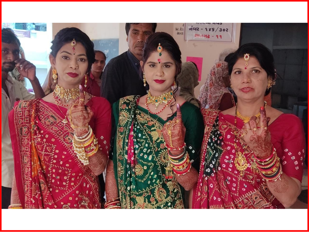 Surendranagar: Voters who came to vote in wedding attire set a great example to other voters