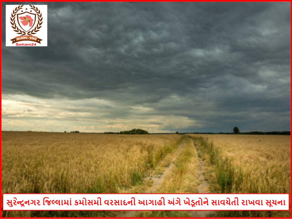 સુરેન્દ્રનગર જિલ્લામાં કમોસમી વરસાદની આગાહી અંગે ખેડૂતોને સાવચેતી રાખવા સૂચના